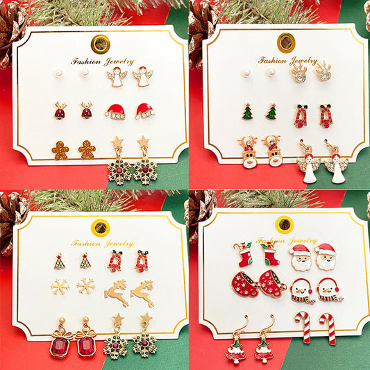 Christmas Suit Female Creative Cartoon Elk Snowflake Earrings