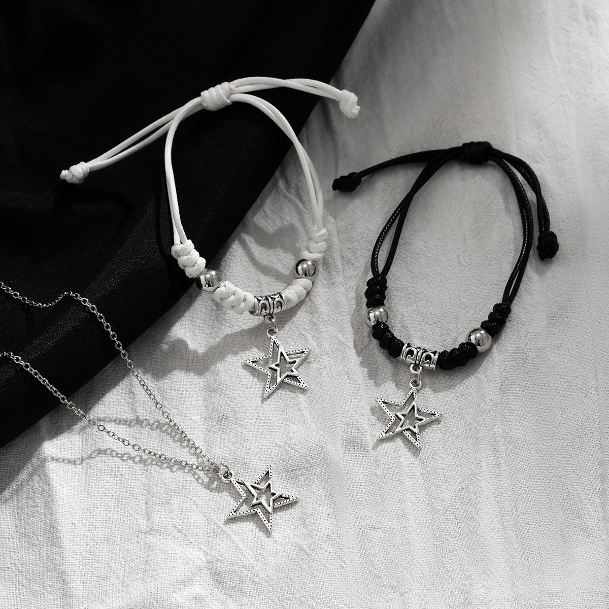 Men's Hip Hop Cool Five-pointed Star Set Bracelets