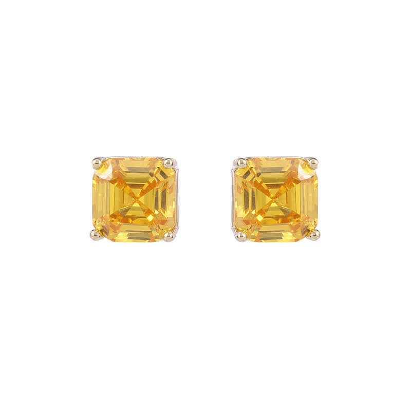 Geometric Square Zircon Sier Pin Design Small Diamond Light Luxury Stud Earrings