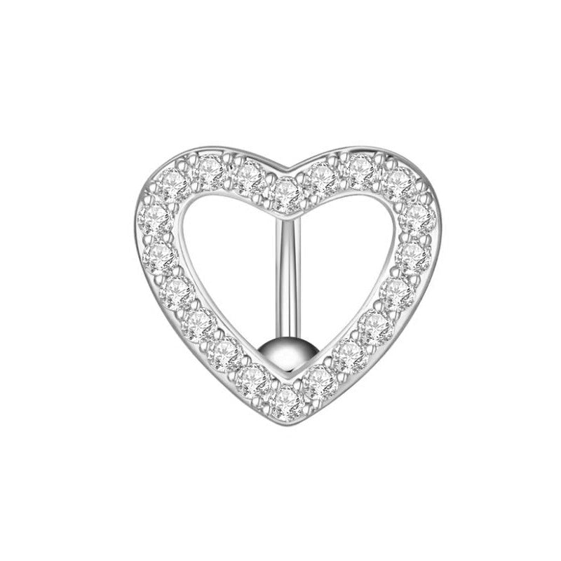 Fashion Belly Navel Buckle Heart-shaped Copper Inlaid Stone Rose Gold Rings