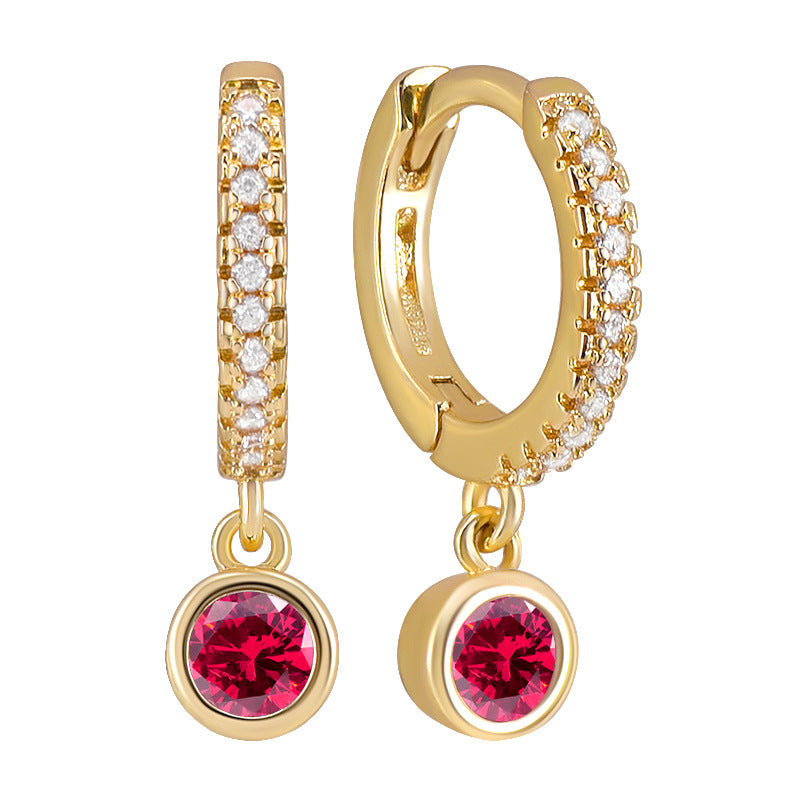 Colorful Round Zircon Female Personality Creative Geometric Fashion Ear Clip Rings